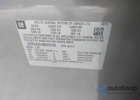 2011 GMC Terrain Slt-2 from USA, damaged, VIN 2CTFLXE51B6372153